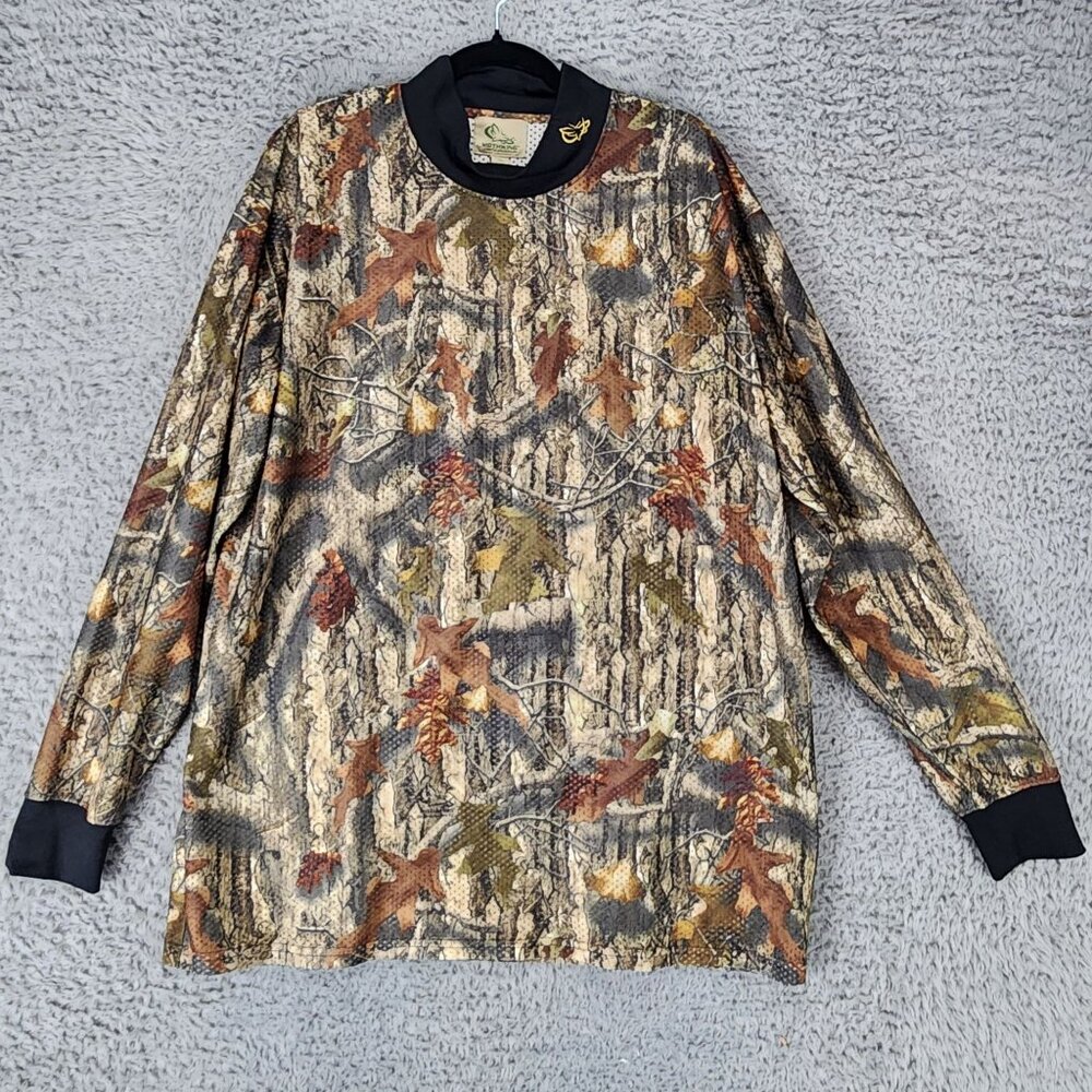 Mothwing Shirt Mens XL Green Camouflage Vented Breathable Long Sleeve Stretch
